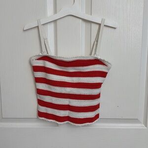Abercrombie & Fitch Red and White Knit Top